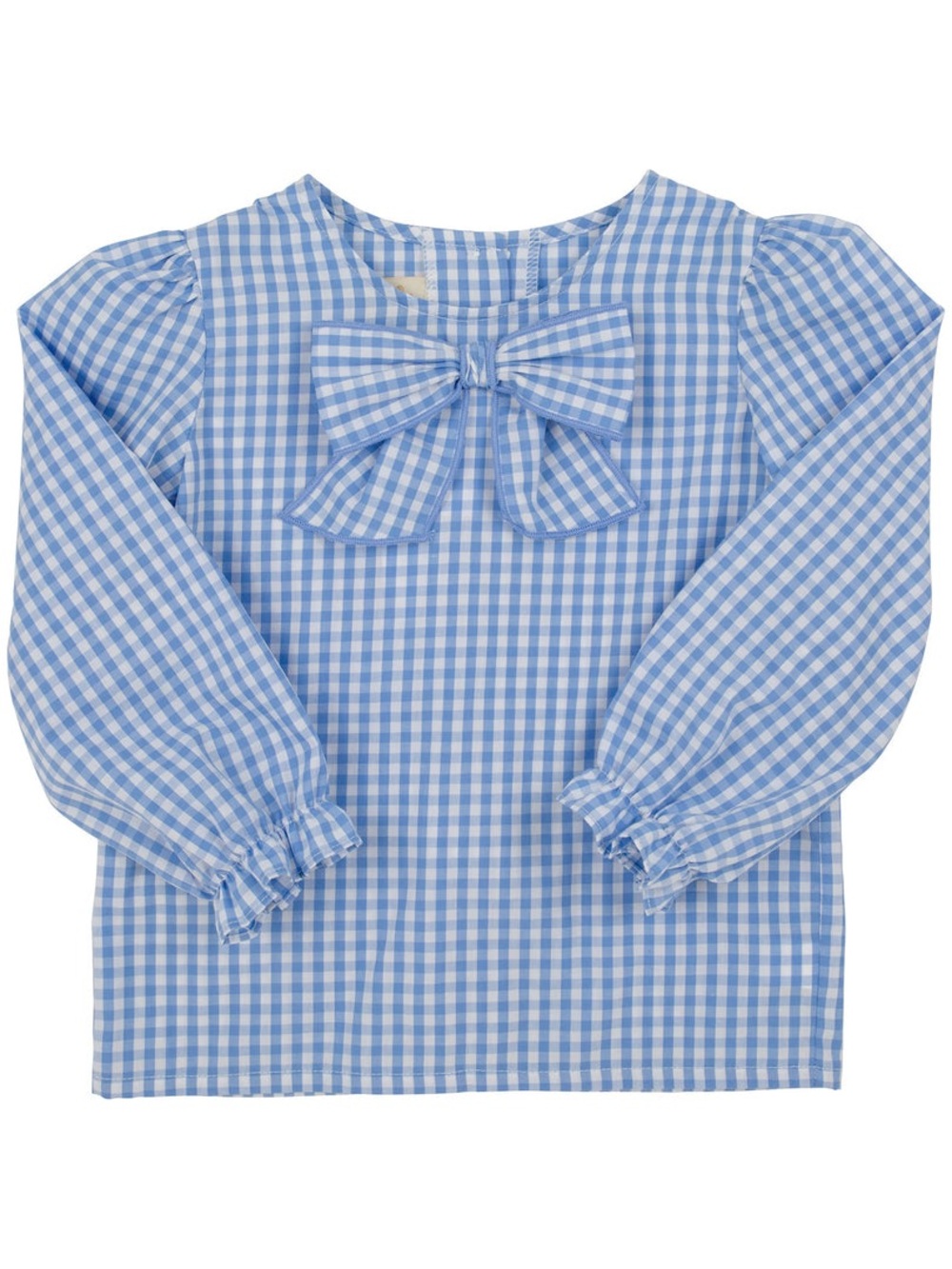 The Beaufort Bonnet Company Light Blue Gingham Bow-Front Blouse